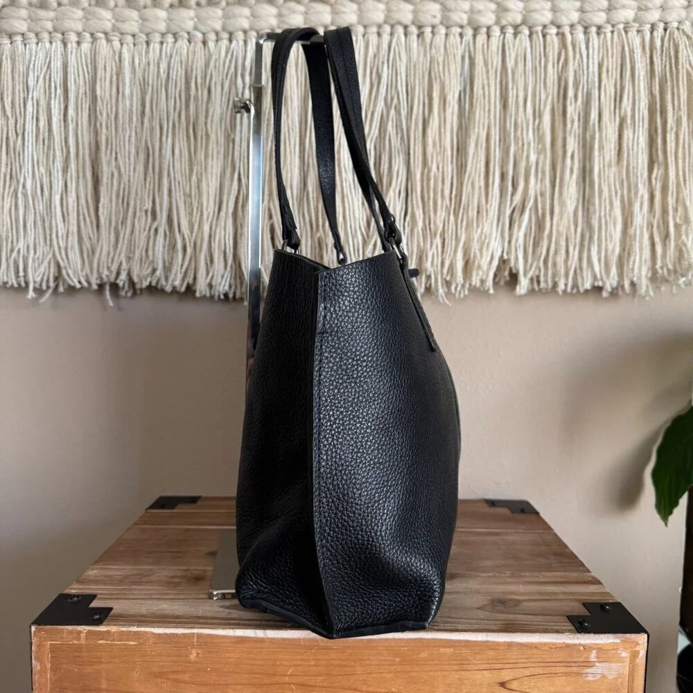 Botkier Hudson Bite Size Tote Black Leather Double Top Handle Shoulder Strap